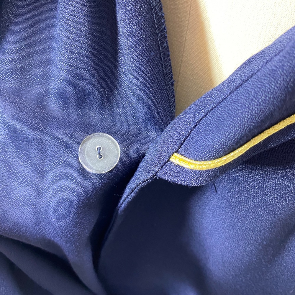 VTG  Stunning John Roberts Navy Blue Gold‎ Trimmed Tuxedo Dress Professional 10 - Picture 8 of 16